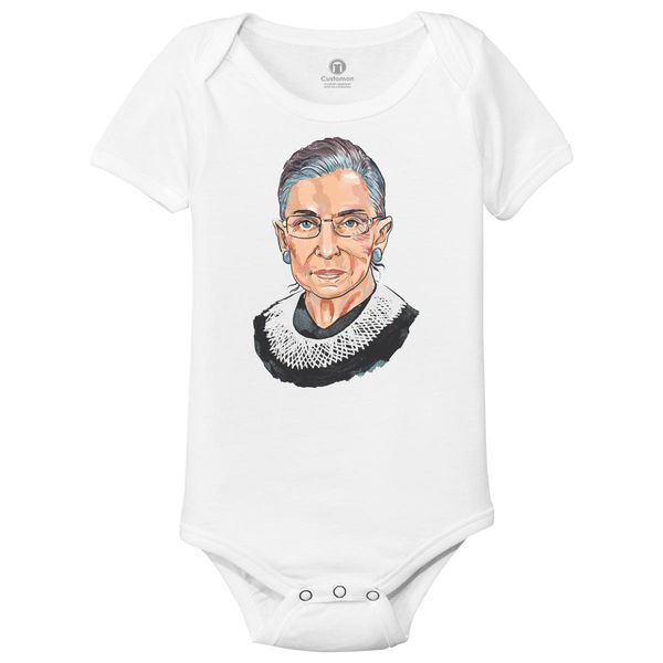 Supreme Court Justice Ruth Bader Ginsburg Baby Onesies White / 6M