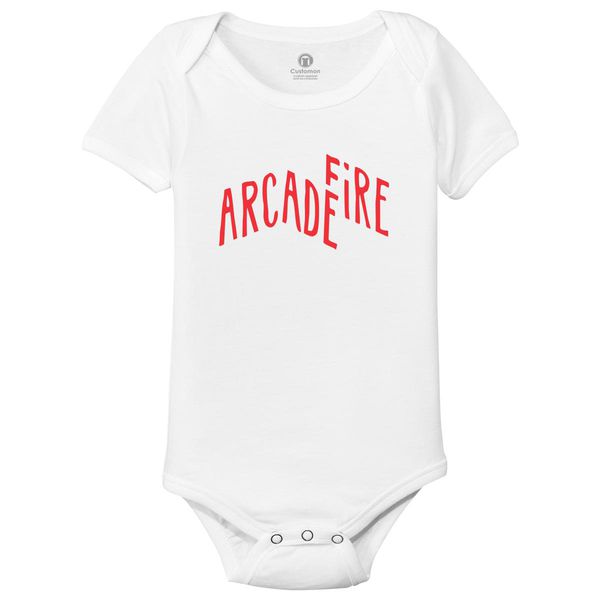 Arcade Fire Baby Onesies White / 6M