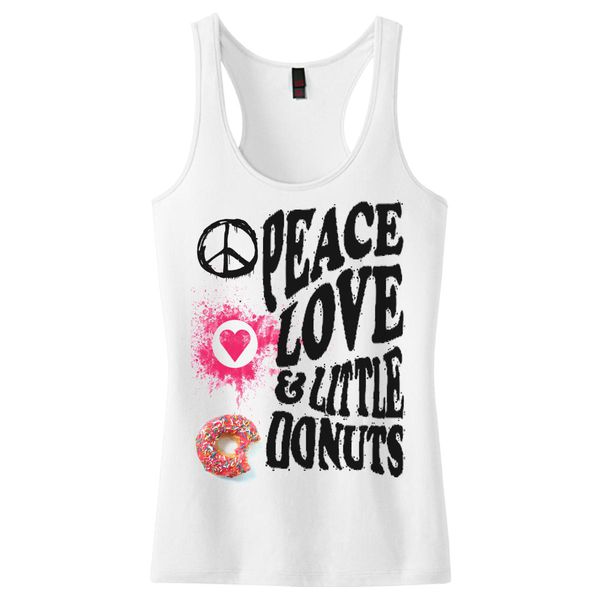 Peace, Love And Little Donuts Women's Racerback Tank Top White / S