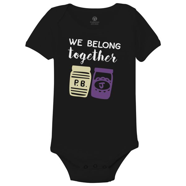 We Belong Together, Peanut Butter And Jelly Baby Onesies Black / 6M
