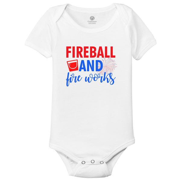 Fireball And Fire Baby Onesies White / 6M