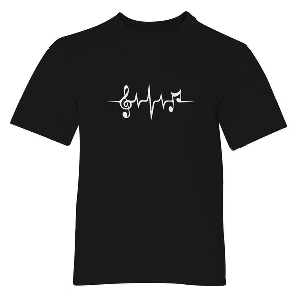 Music Pulse, Notes, Clef, Frequency, Wave, Sound, Dance Youth T-Shirt Black / S