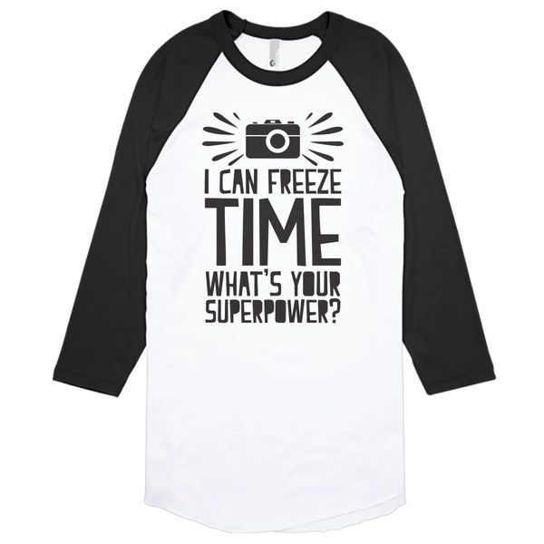 I Can Freeze Time! What's Your Superpower? Baseball T-Shirt White Black / S