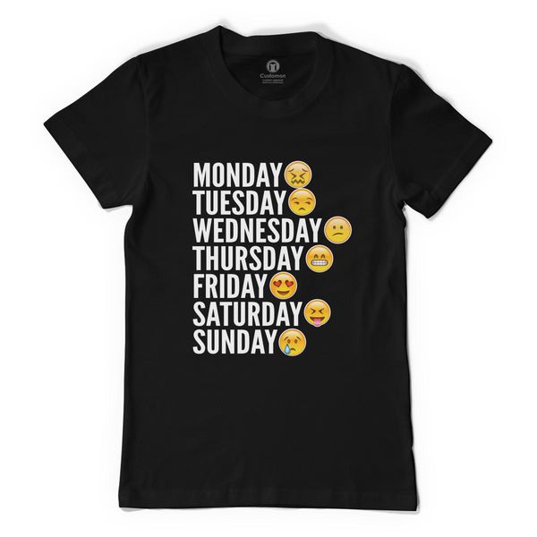 Emoji Days Of The Week Women's T-Shirt Black / S