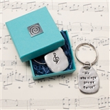 Pewter Keychain &quot;He Who Sings Prays Twice&quot;