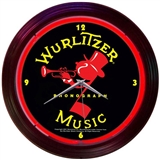 Wurlitzer Music Neon Wall Clock
