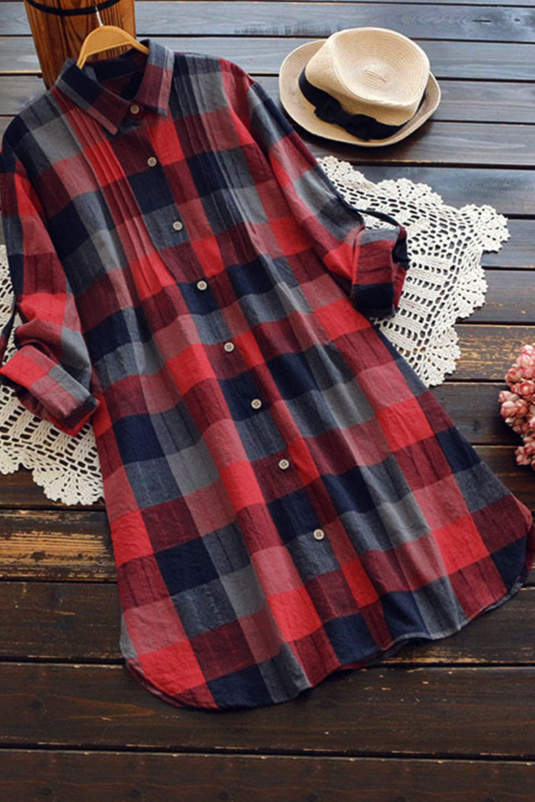 Lady Leisure Plaid buttoned Top