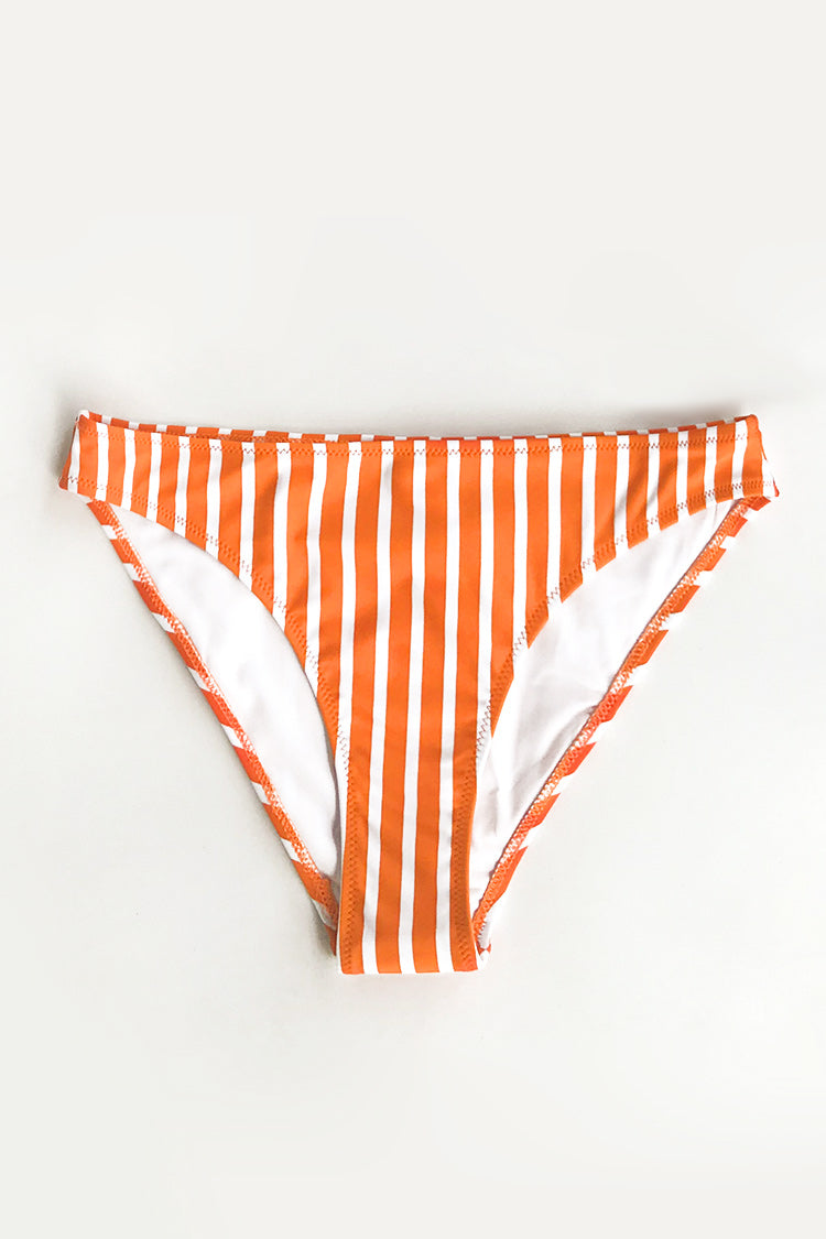 Orange And White Stripe Bikini Bottom