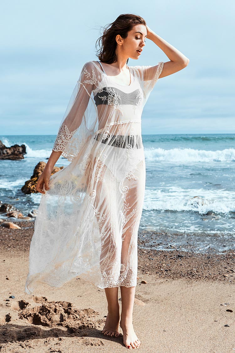 White Lace Sheer Cover Up