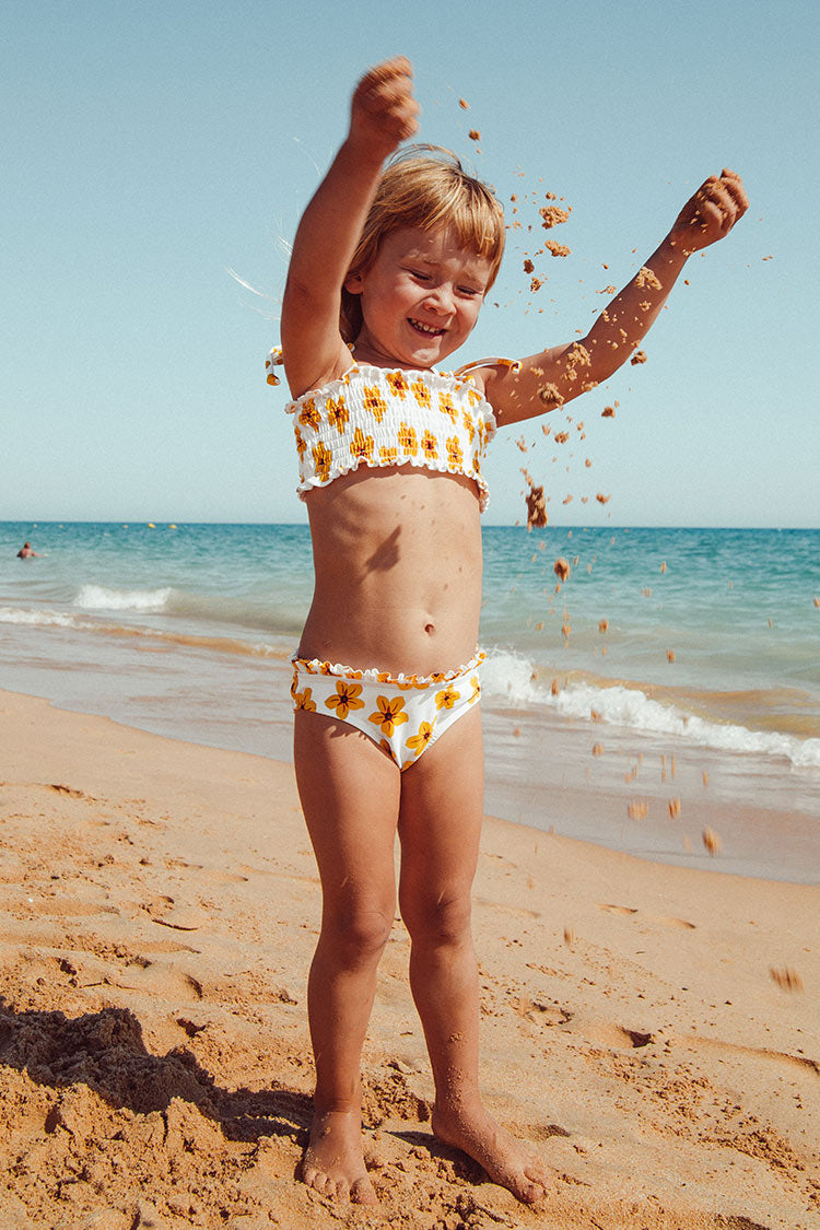 Yellow Mini Smocked Bikini For Toddler Girls and Girls