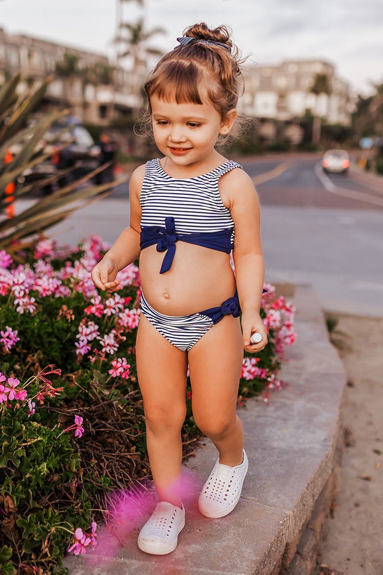 Navy Striped Bikini For Toddler Girls and Girls