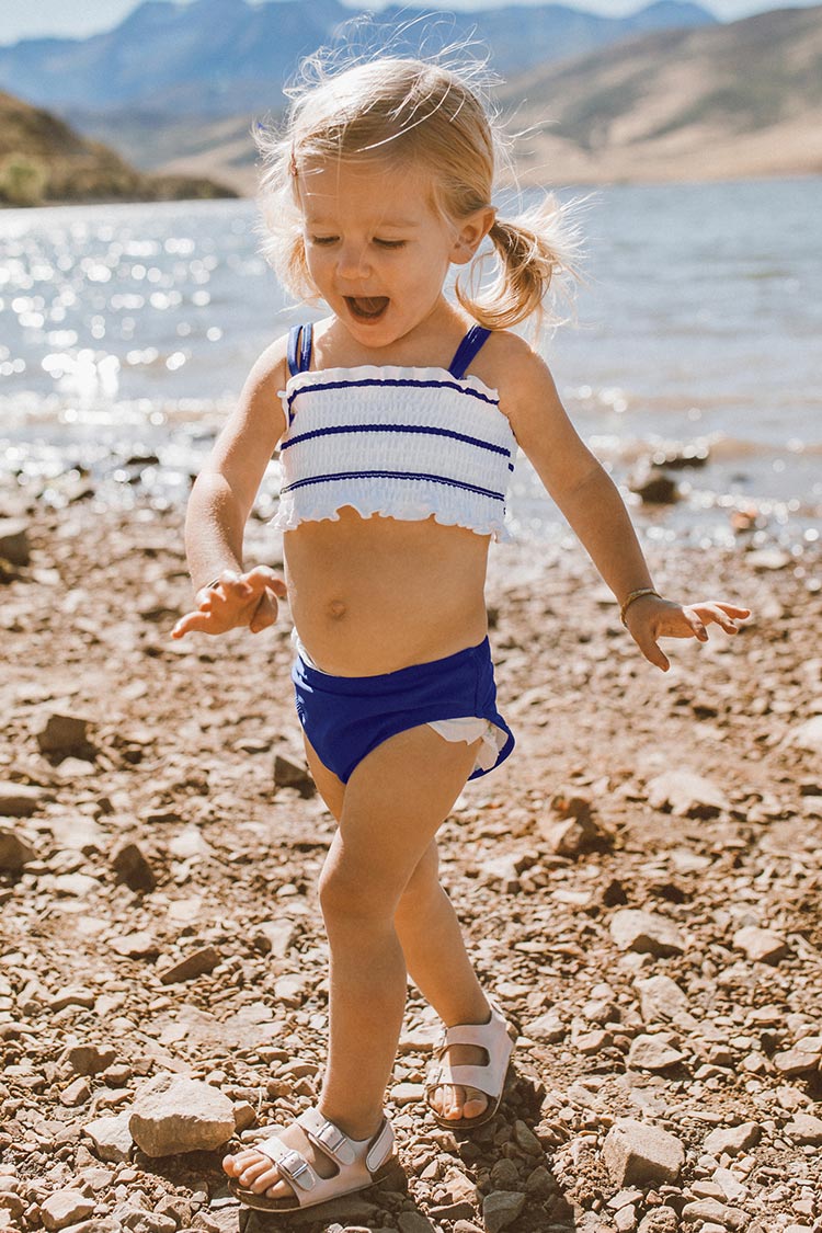 Striped Smocked Bikini For Toddler Girls and Girls