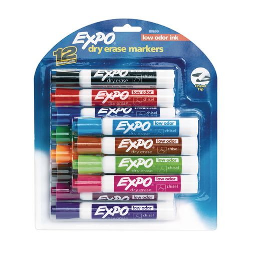 Expo® Chisel Tip Dry Erase Markers - Set of 12 Colors