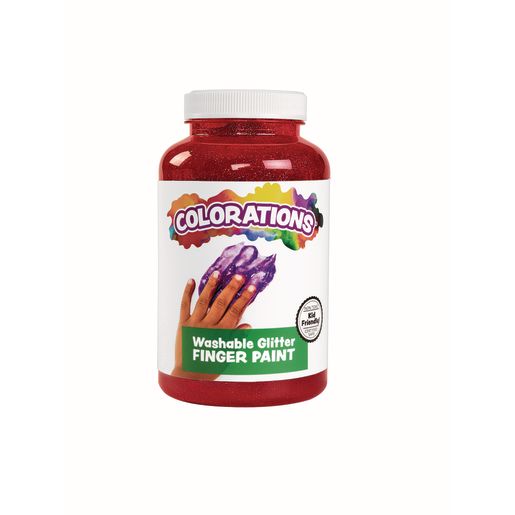 Colorations® Washable Glitter Finger Paint, Red - 16 oz.