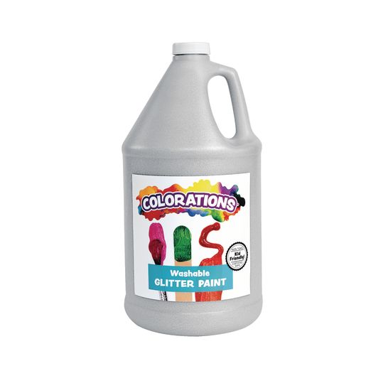 Colorations® Washable Glitter Paint, Silver - 1 Gallon