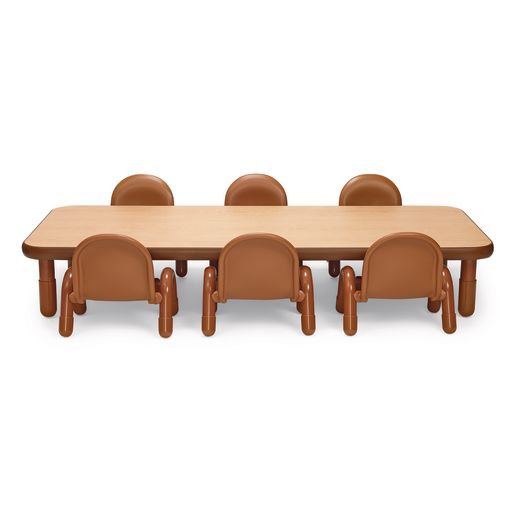 Angeles® BaseLine® Rectangular Toddler Table & Chair Set - 72L x 30W x 12H Table with 6 Chairs, Natural
