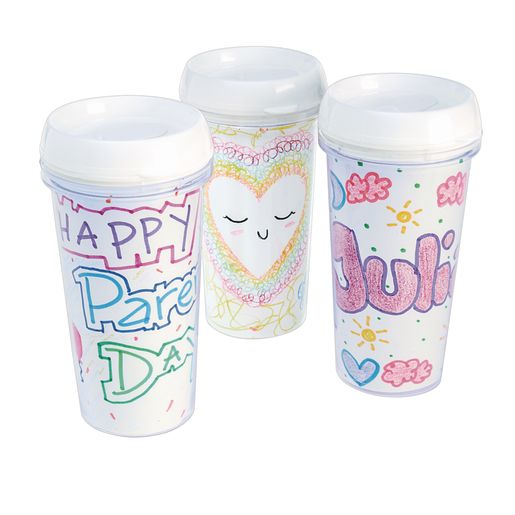 Colorations® Decorate Your Own Travel Mugs - Set of 12
