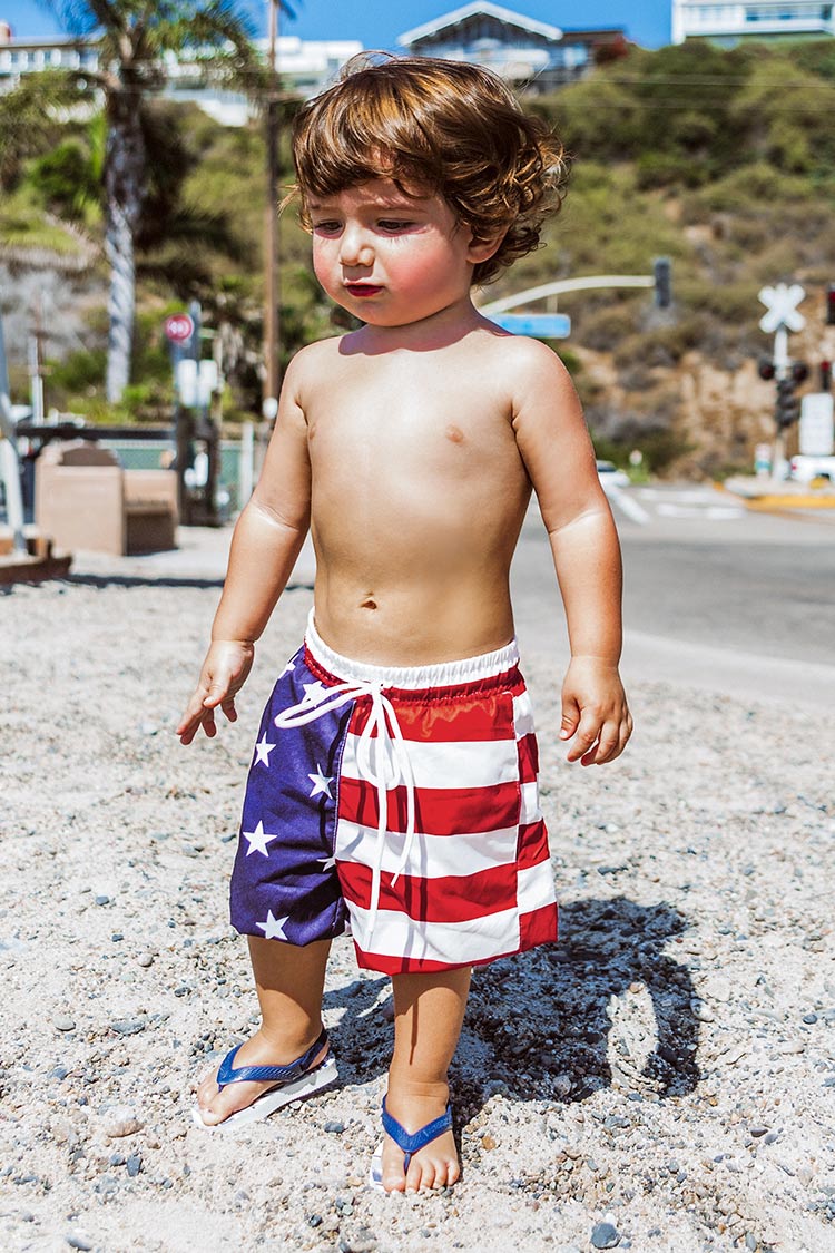 American Flag Boys Swim Trunks