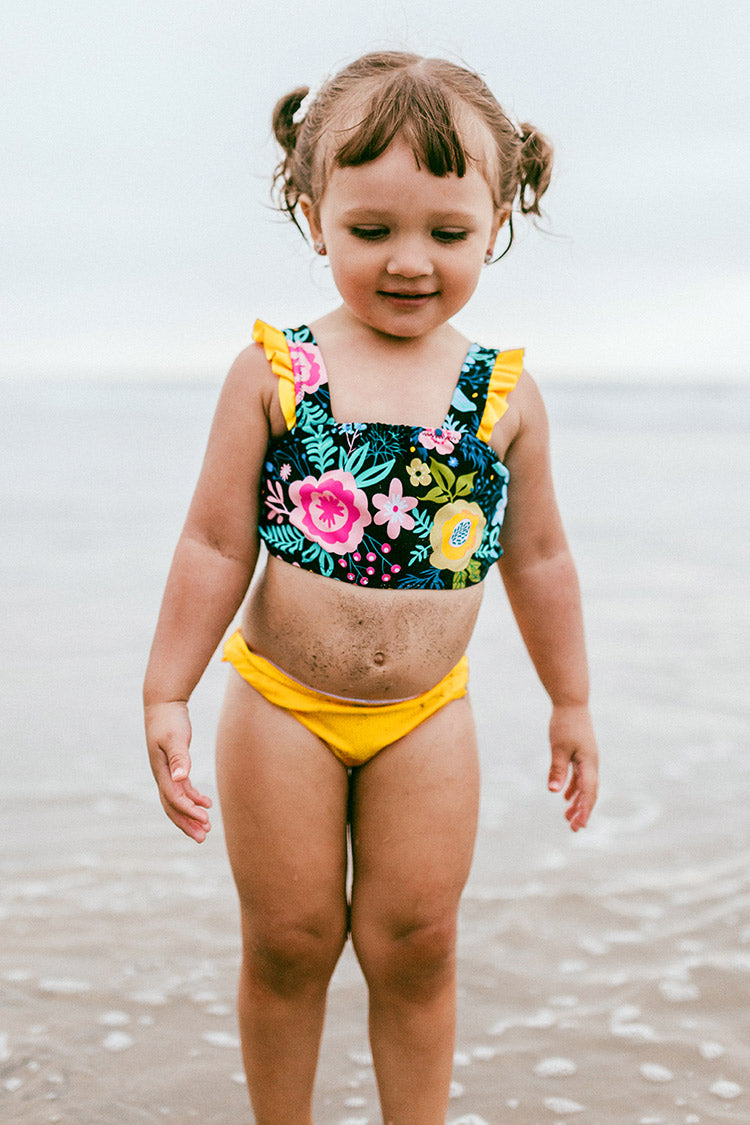 Floral Ruffled Bandeau Bikini For Toddler Girls and Girls