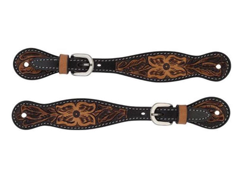 Weaver Ladies Turquoise Cross Floral Tooled Spur Straps