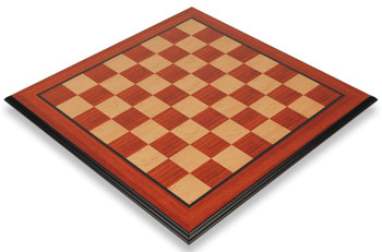 Padauk &amp; Bird&#39;s Eye Maple Molded Edge Chess Board - 2.125&quot; Squares