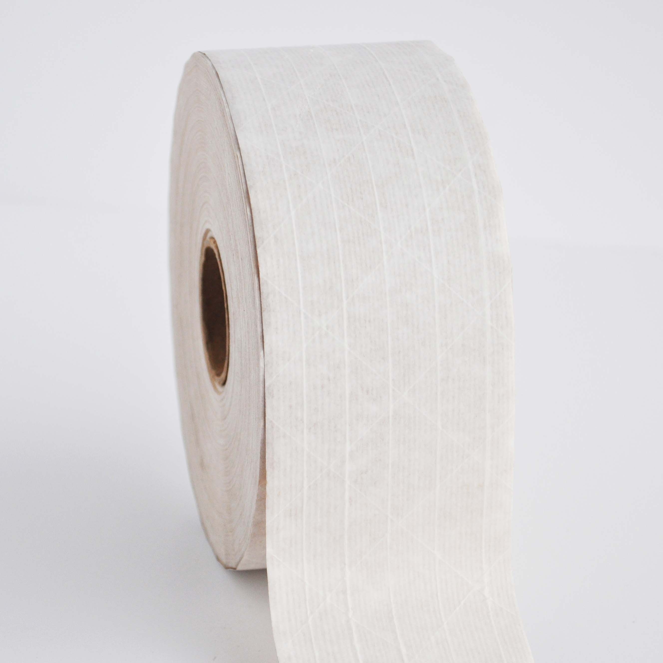 72mm x 450' White Water-Activated Gummed Tape - Economy Grade - 10 Rolls