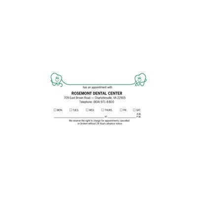 Medical Arts Press(r) 2-Color Dental Appointment Cards; Teeth/Floss