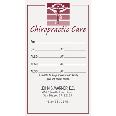 Medical Arts Press(r) 2-Color Chiropractic Appointment Cards; Chiropractic Care