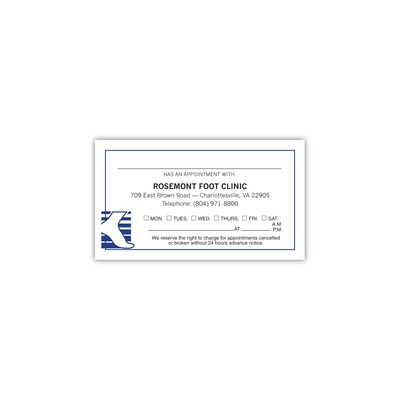 Medical Arts Press(r) 2-Color Podiatry Appointment Cards; Blue Foot Logo