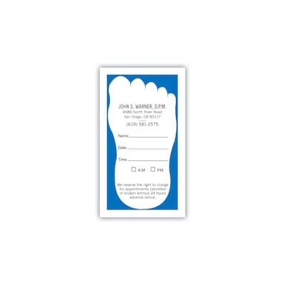Medical Arts Press(r) 2-Color Podiatry Appointment Cards; Large Foot