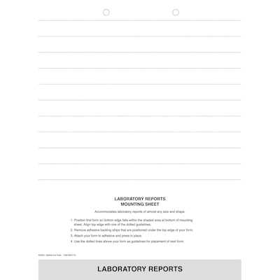 Medical Arts Press(r) Mounting Sheets; Laboratory Reports, Adhesive Strip, 250/Pack