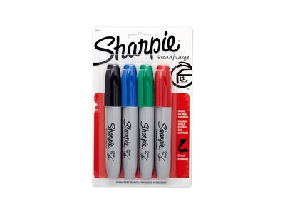 Sharpie Permanent Markers, Chisel Point, Assorted, 4/Set (38254PP)