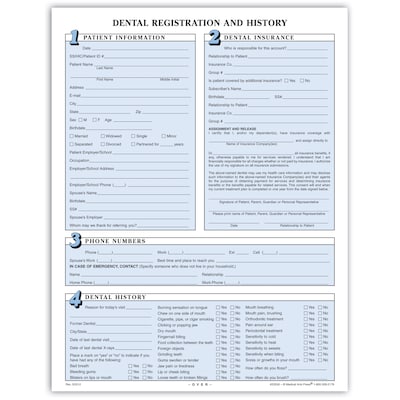 Medical Arts Press(r)  Dental Registration Forms Featuring Updates Section, Unpunched, Sky Blue