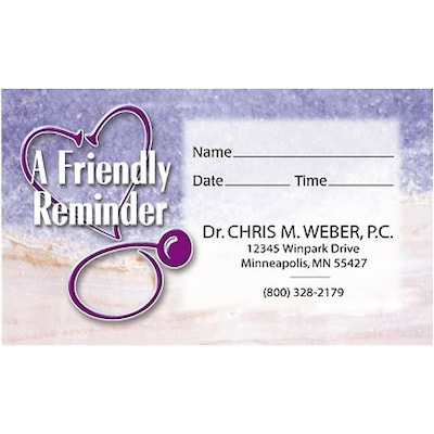 Full-Color Appointment Card; Friendly Reminder
