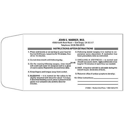 Medical Arts Press(r) Pill Envelopes; 3-1/8" x 5-1/2", White, Gummed, Custom, 500/Box