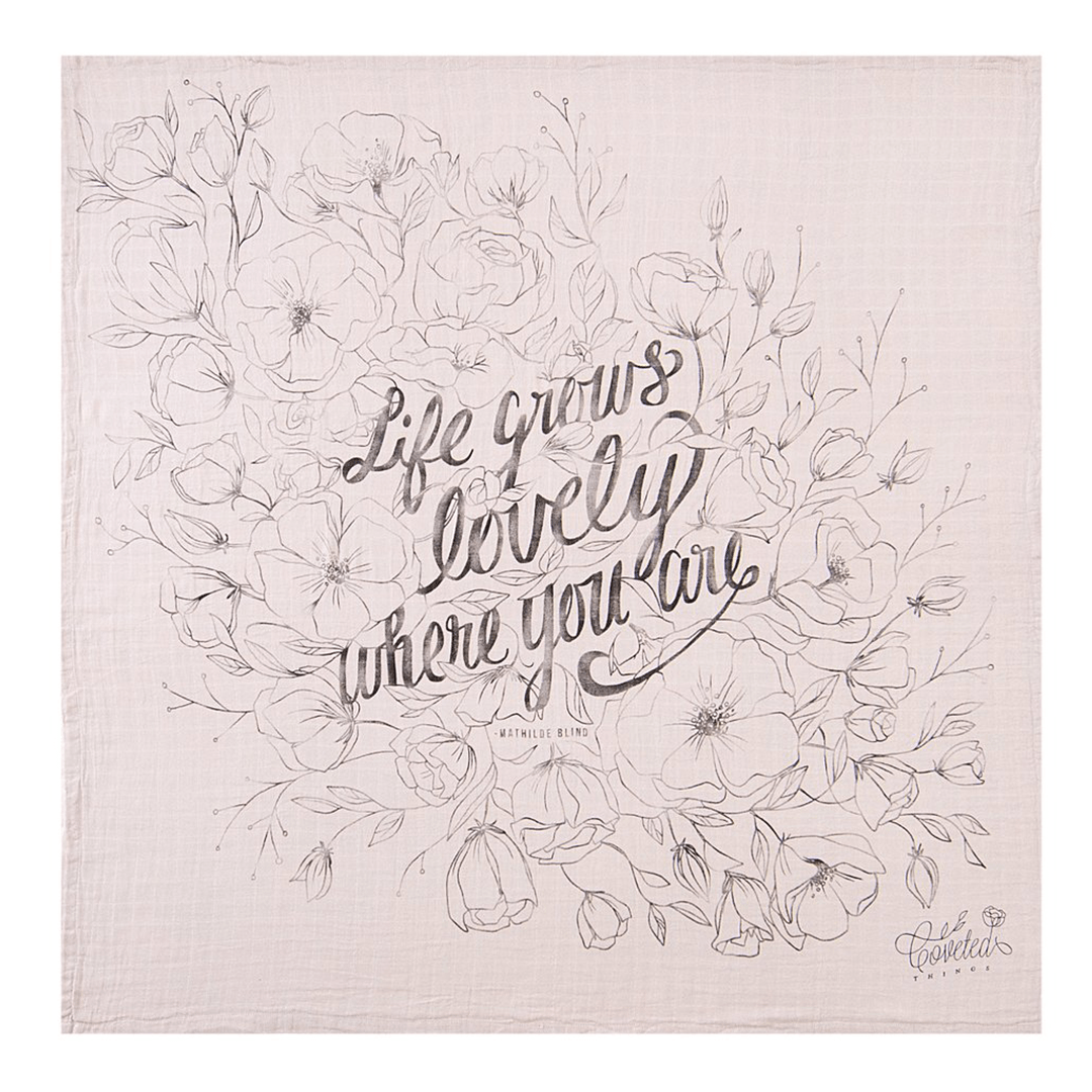 'Life Grows Lovely' Organic Swaddle Scarf