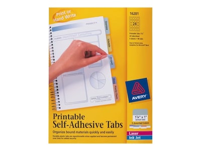 Avery Index Tabs, Assorted Colors, 96 Tabs/Pack (16281)