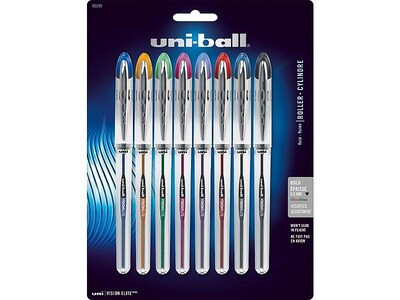 uni-ball VISION ELITE Rollerball Pens, Bold Point, Assorted Colors Ink, 8/Pack (90199)