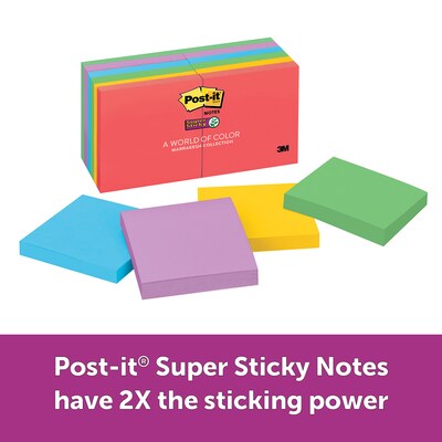 Post-it(r) Super Sticky Notes, 3" x 3", Marrakesh Collection, 12 Pads/Pack (654-12SSAN)
