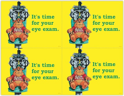 Eye Care Laser Postcards; Bear In Exam Chair