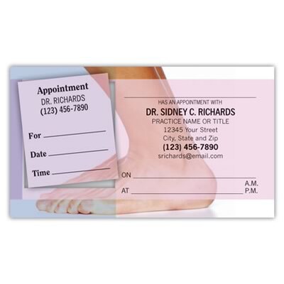 Medical Arts Press(r) Dual-Imprint Peel-Off Sticker Appointment Cards; Foot/Ankle