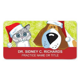 Medical Arts Press(r) Full-Color Seasonal Name Badges; Standard, Santa Pets