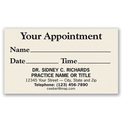 Ivory Laid Basic Appointment Cards; Layout G