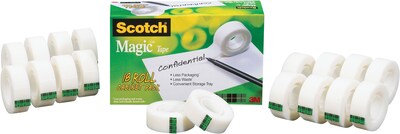 Scotch(r) Magic Tape, Invisible, Write On, Matte Finish, 3/4&quot; x 27.77 yds., 1&quot; Core, 18 Rolls (810K18CP)