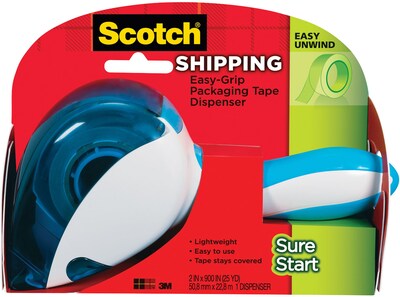 Scotch(r) Sure Start Tape with Easy Grip Packing Tape Dispenser, 1.88&quot;W x 16.67 Yards, Clear (DP-1000)