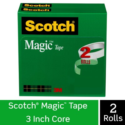Scotch(r) Magic Tape, Invisible, Write On, Matte Finish, 3/4&quot; x 72 yds., 3&quot; Core, 2 Rolls (810-2P34-72)