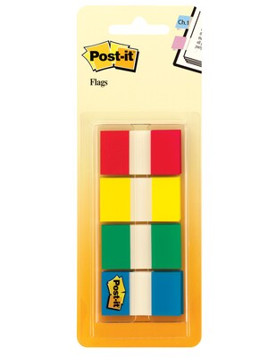 Post-it(r) Flags in Portable Dispenser, .94" x 1.7", Assorted Colors, 160 Flags/Pack (680RYGB2)
