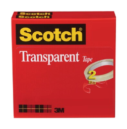 Scotch(r) Transparent Tape, Crystal Clear Clarity Finish, Glossy, 1/2" x 72 yds., 3" Core, 2 Rolls (600-2P12-72)