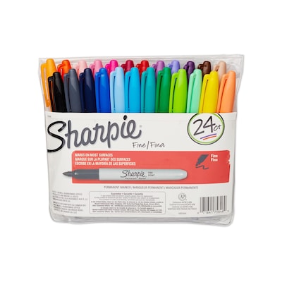 Sharpie(r) Permanent Markers; Fine Point, Assorted, 24/Set