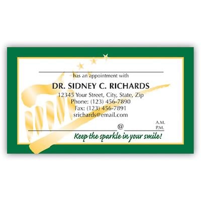 Medical Arts Press(r) Full-Color Dental Appointment Cards; Elegant Brush Green